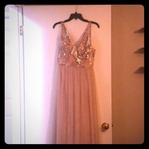 Amsale Bridesmaid Sheridan Rose Gold Sequin Dress